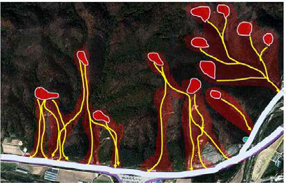 강원도 평창군 지역을 대상으로 한 산지도로의 토석류 발생 가능 유역
