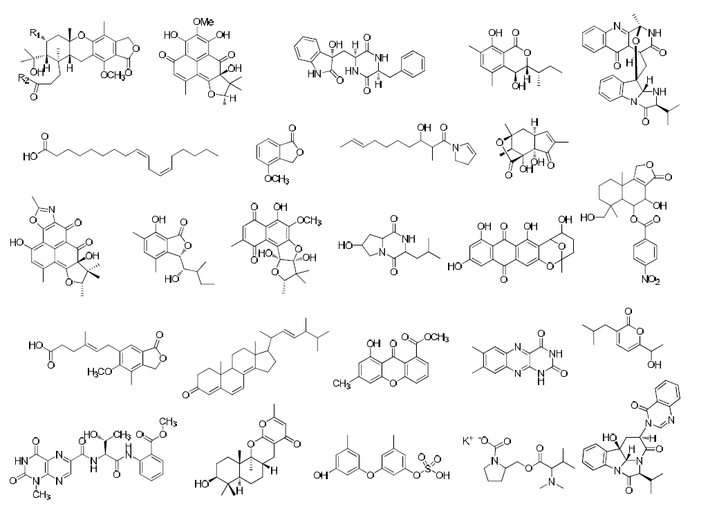 Structures of natural products from fungi