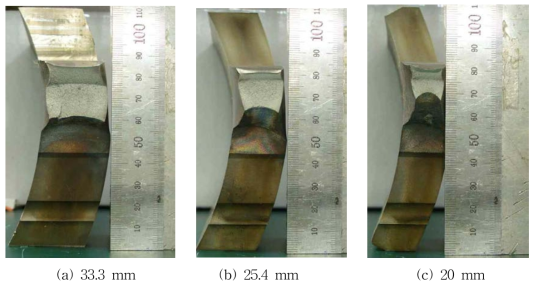 Crack extension of curved ESG specimen