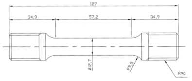 Schematic of a tensile specimen (ASTM E 8)