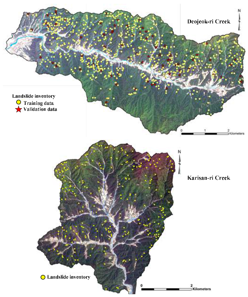 Landslide inventory of Deokjeok-ri and Karisan-ri Creeks