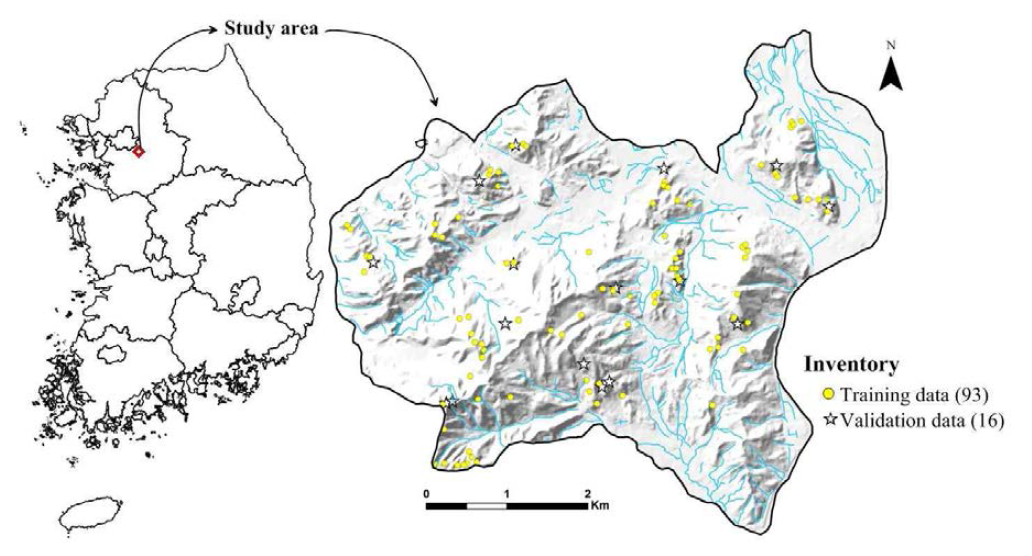 Location of the study area and distribution of the landslide