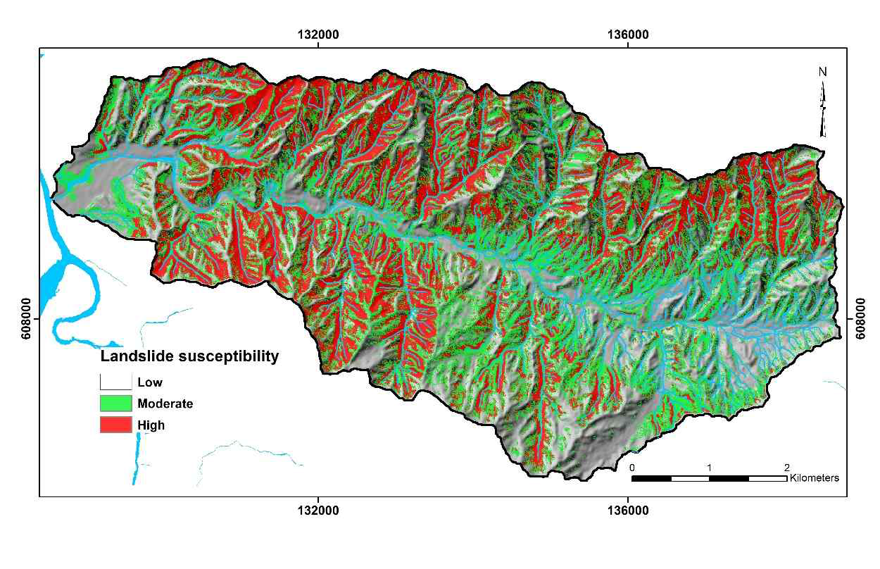 Combined landslide susceptibility map.