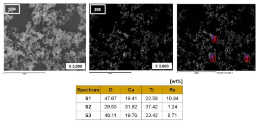 (a) Microstructure and (b) EDS of the Ca(Re0.1Ti0.9)O3 heat-treatment at 1100 ℃ for 3 hr