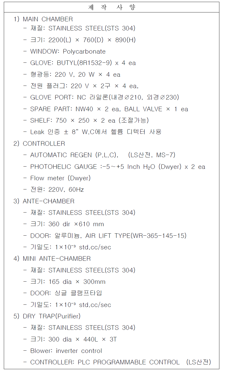 100 g 규모 전해정련 장치 상세 사양