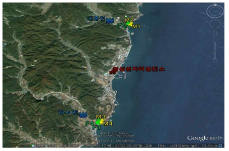 월성 원전 주변 강하구 및 인접 바다 시료채취 정점.