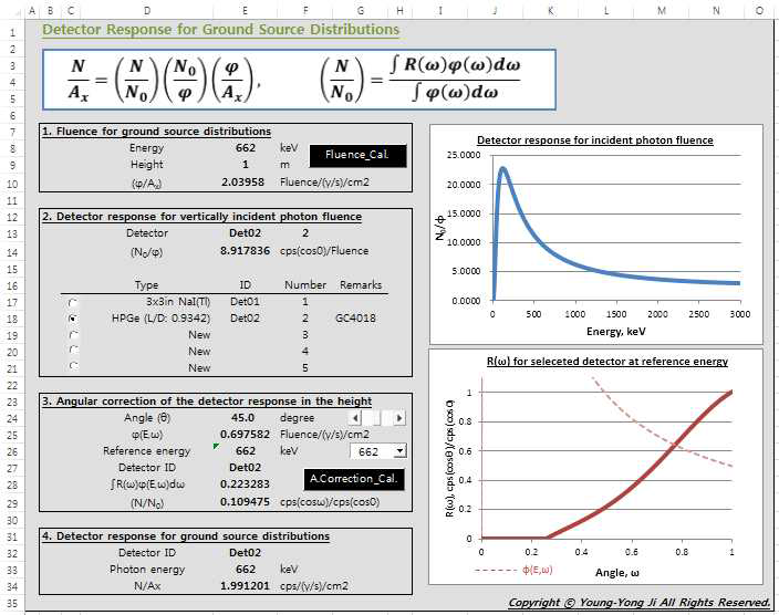 검출기 반응함수 계산 시트