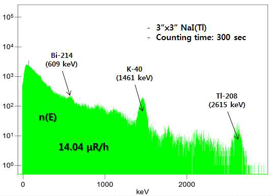 NaI(Tl) 검출기로부터의 백그라운드 스펙트럼