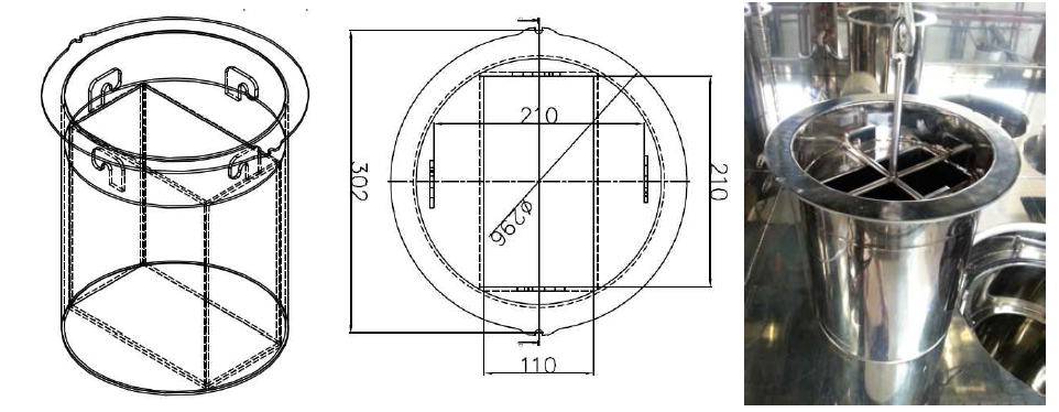 Inconel 내부반응기 구조 및 염 장입 전 사진.