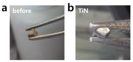 (a) As-prepared UO2 and (b) reduced UO2 after the reaction using TiN anode.