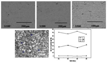 Cross-sectional microstructure and EDS point analysis results for MgO-ZrO2 corroded at 650℃ for 360 h