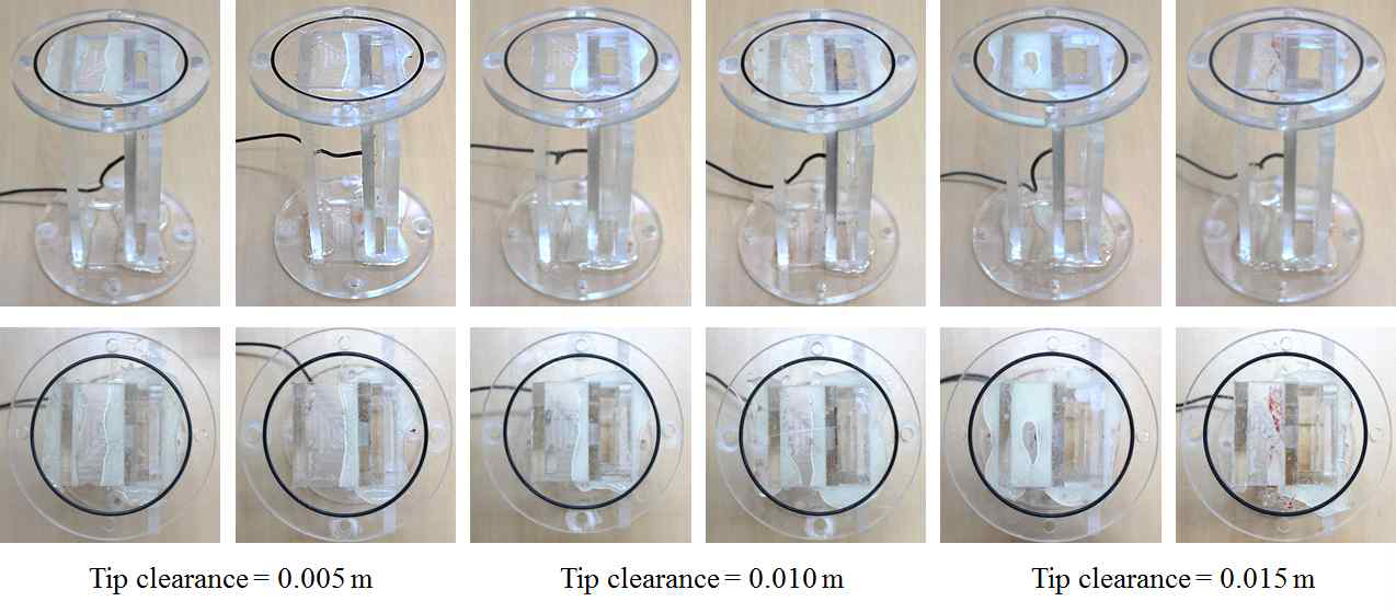 Various test sections according to tip clearance.