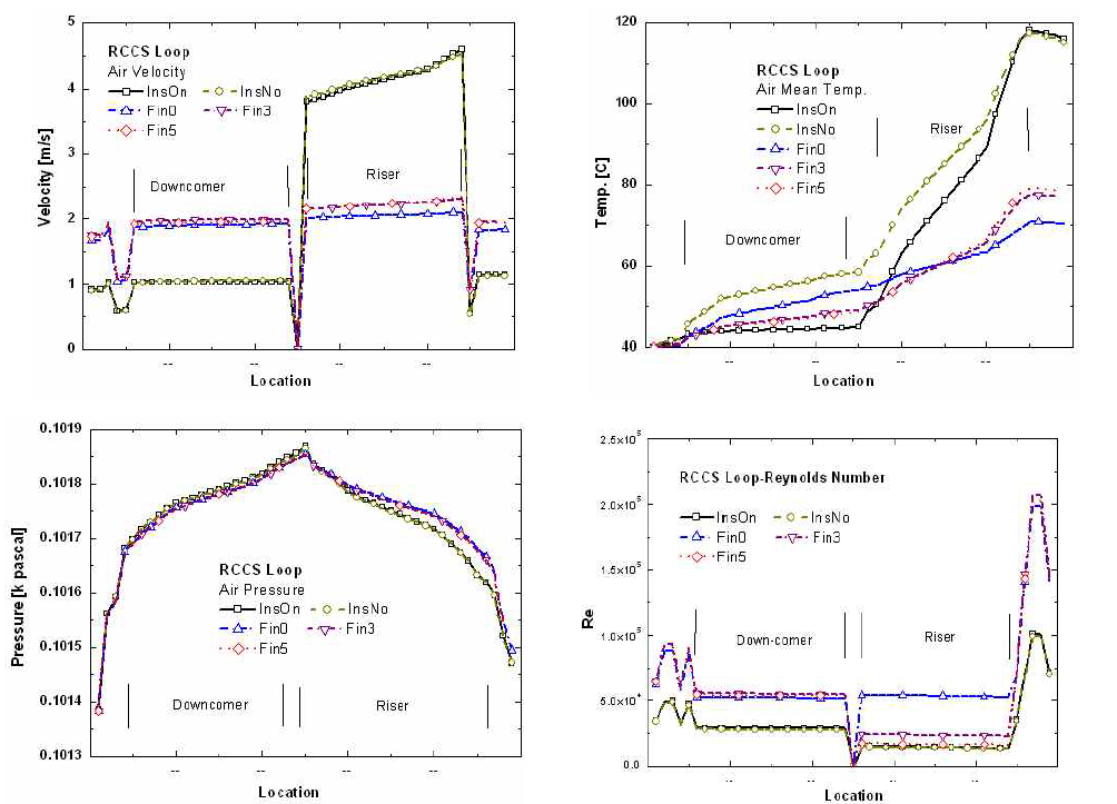 RCCS 내부 공기유로의 주요 특성