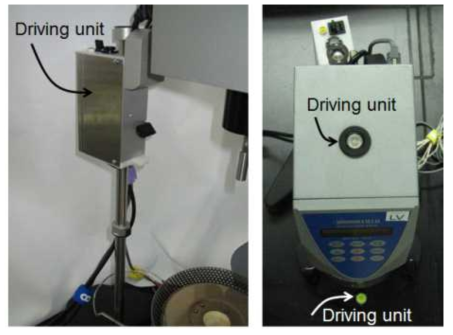 Driving unit for the precise alignment of viscometer and the sample vessel.