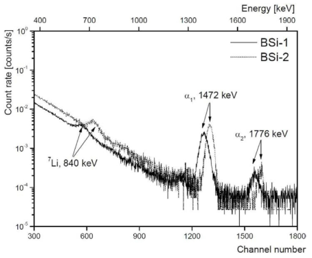 BSi-1, BSi-2 시료의 NDP 스펙트럼