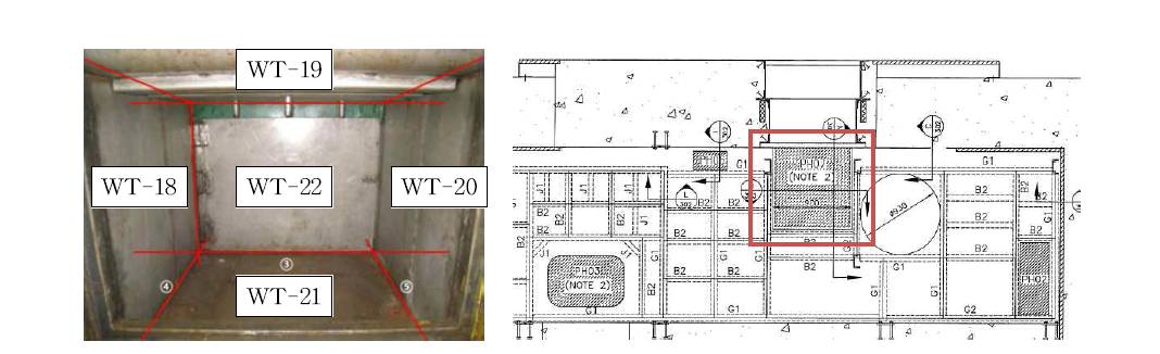 Rear door plate 수용부 내벽의 오염검사 구역 및 철거단위 설정