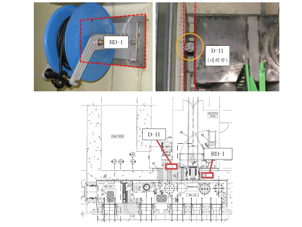 격리실 주변 철거대상 부속설비 및 설치지점