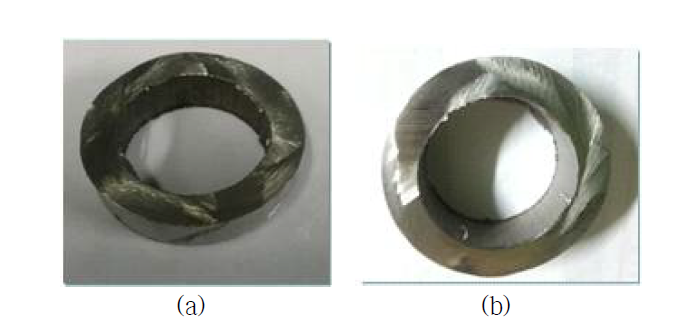 (a) Photographs of FTL specimens, (a) after the first reductive step and (b) after the second reductive step