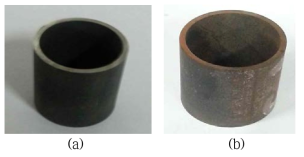 (a) Photographs of Inconel 600 specimen, (a) after the first reductive step and (b) after the second reductive step