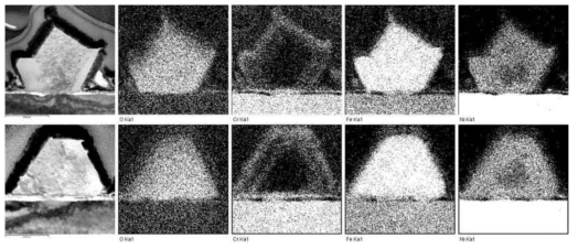 TEM/EDS chemical composition maps of surface oxides formed on the Alloy 600 base metal.