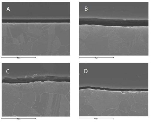 SEM photographs of depth profile at the surface layer of Alloy 690 specimen. SP conditions are same as Fig. 3.1.17.