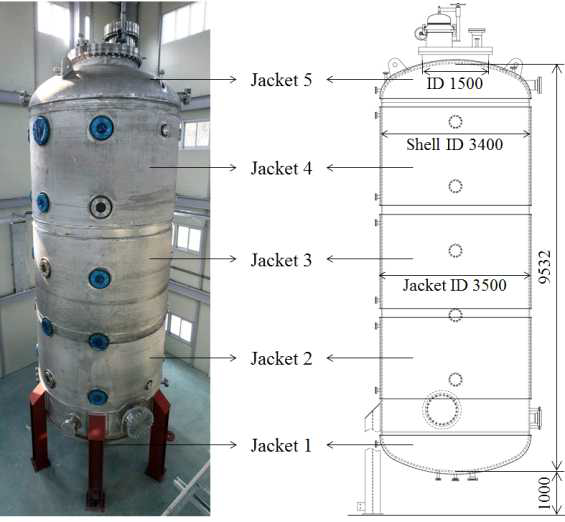 SPARC 압력용기의 실제사진(왼쪽)과 도면(오른쪽)