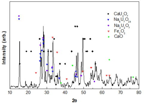 XRD result of heat-treated uranium sludge.