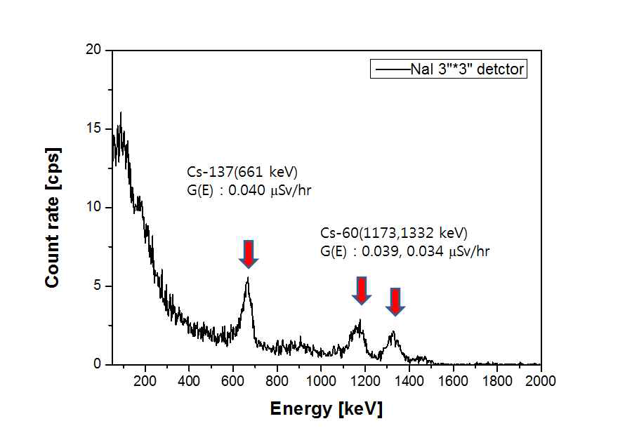 현장측정 스펙트럼과 G(E)를 이용한 핵종별 선량 결과