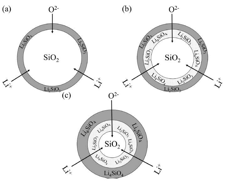 Li2CO3와 SiO2의 반응 메카니즘