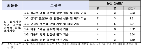 설계기준사고 열수력 안전성 실증/평가기술 분야 응답 전문도