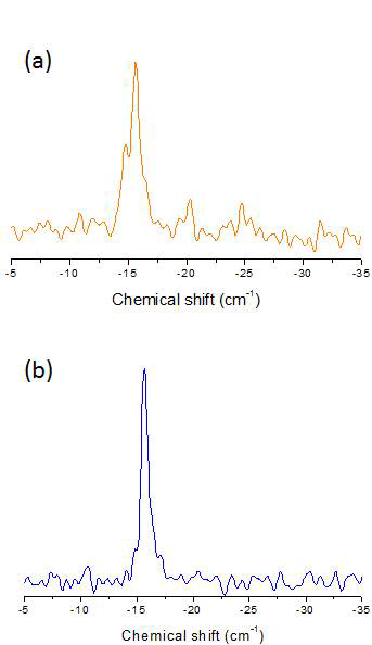 MASNMR spectroscopy after high-temperature annealing at 1950℃ for 1 h in vacuum for SiC layers deposited at (a) 1300℃ and (b) 1500℃