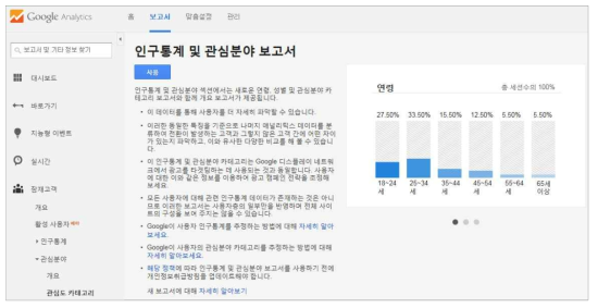 연령 통계 화면