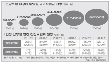 건강보험료 국고지원금 예측량, 국회 예산처