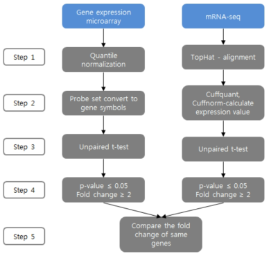 microarray, RNA-seq 데이터 비교 분석을 위한 순서도