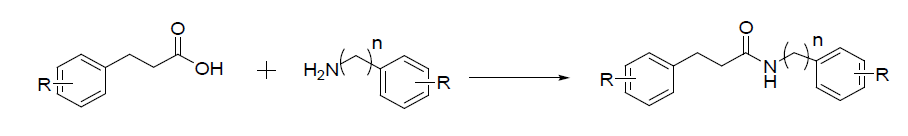 벤젠프로판아마이드계 화합물 합성 방법 (조건: BOP, Et N, DMF, 20h)3