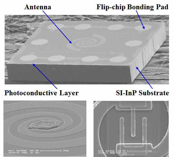 Layout of antenna structure and photomixer chip.