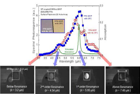 Wavelength selective images taken by SPC-QDIP and band-pass filters