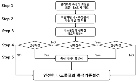 안전한 나노물질의 기준설정을 위한 나노안전성 연구체계 흐름도