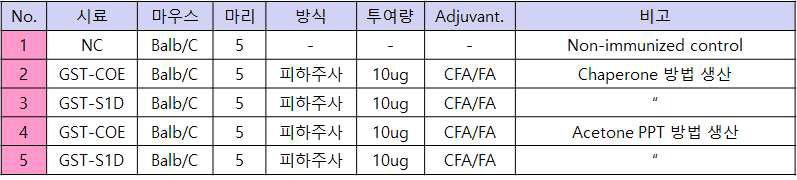 마우스 면역 실험 그룹 배치