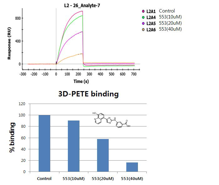 AMTI-89 (GGBC-113-000-553) 화합물의 농도 증가에 따른 3Dpol-PETE 결합 저해