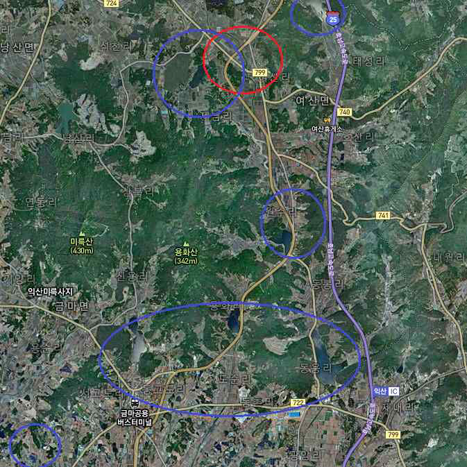 전북 익산-논산 HPAI 발생 지역 및 시료 채취지역.