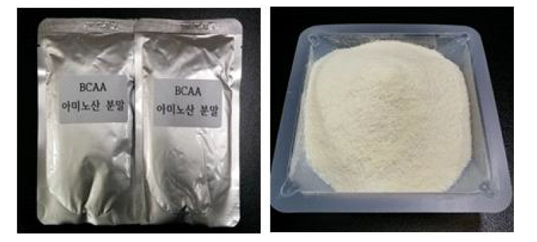 BCAA 아미노산 분말 오렌지맛 Proto-type 제품.