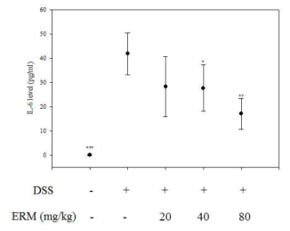 대장염모델에서의 상지추출물의 IL-6 억제효과