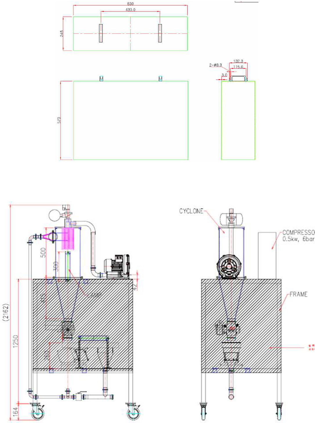광펄스 장치의 커버 디자인(위)과 커버를 씌운 장치 디자인(아래)