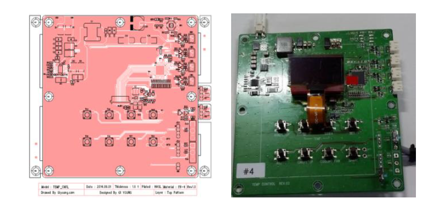OLED controller 기본 회로 구성도로 제작한 PCB 기판