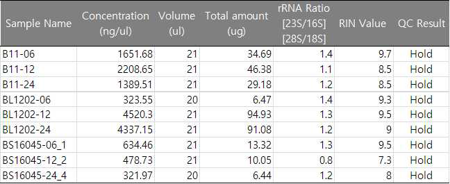RNA QC 결과