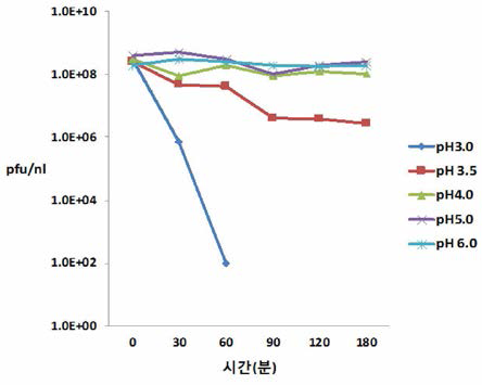 Clostridium perMngens type A bacteriophage pH stability