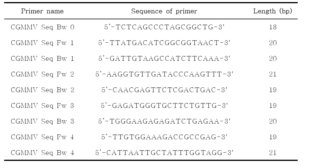 CGMMV sequencing primers