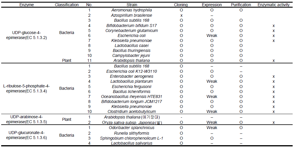 Glucose/galactose- 4-epimerase 활성 보유 유전자 탐색 결과