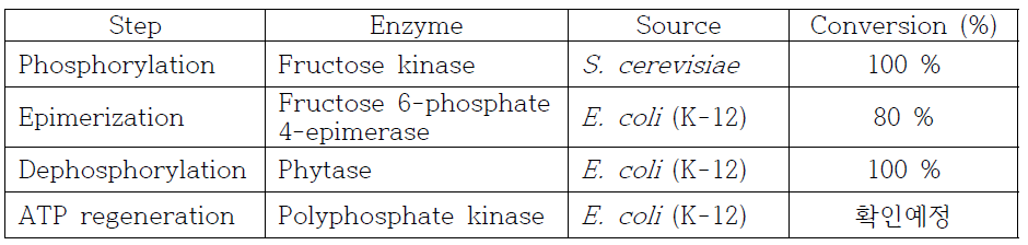 각 단계별 효소의 전환율